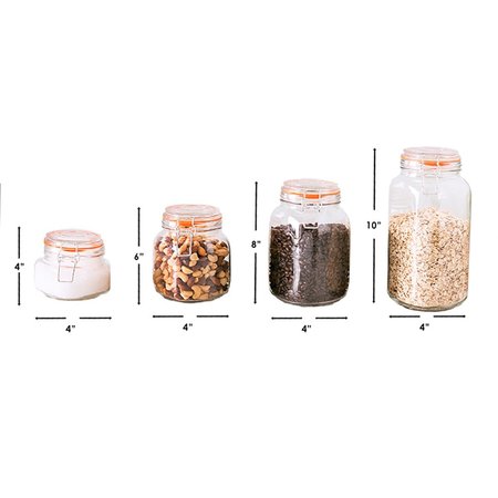 Hds Trading 4 Piece Glass Canister Set, Clear ZOR95963